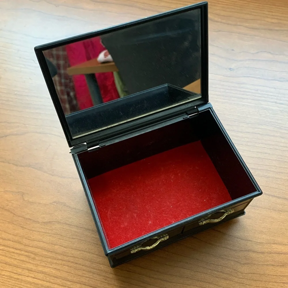 Vintage Inspired Asian Small Black Jewelry Box